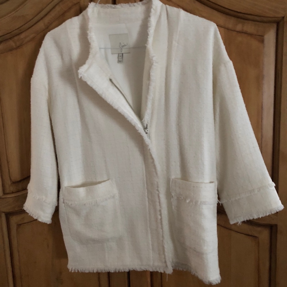 Joie Emanuelle Fringe Trim Jacket XS Petite Plus - Picture 3 of 7